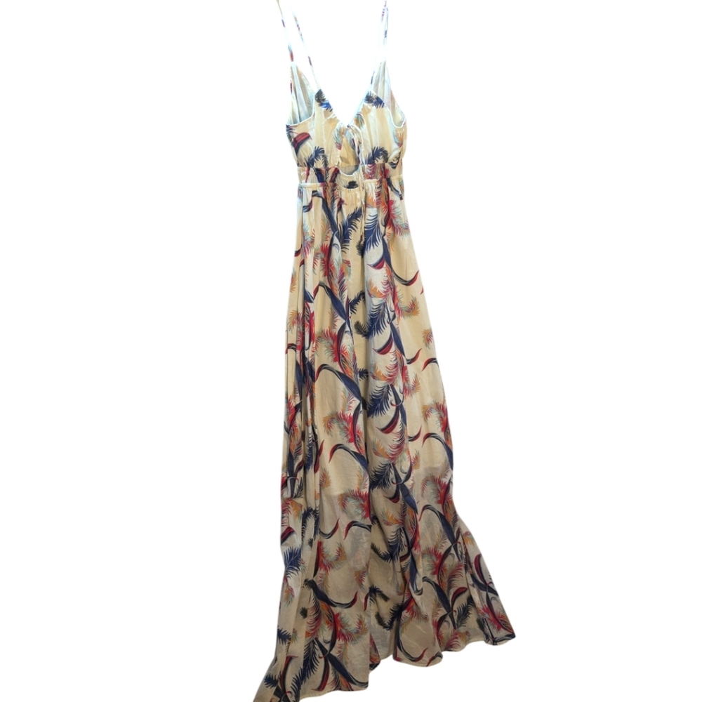 Quicksilver Boho Floral Maxi Dress 100% Cotton Feather Print Floor Lengt… - Picture 8 of 16